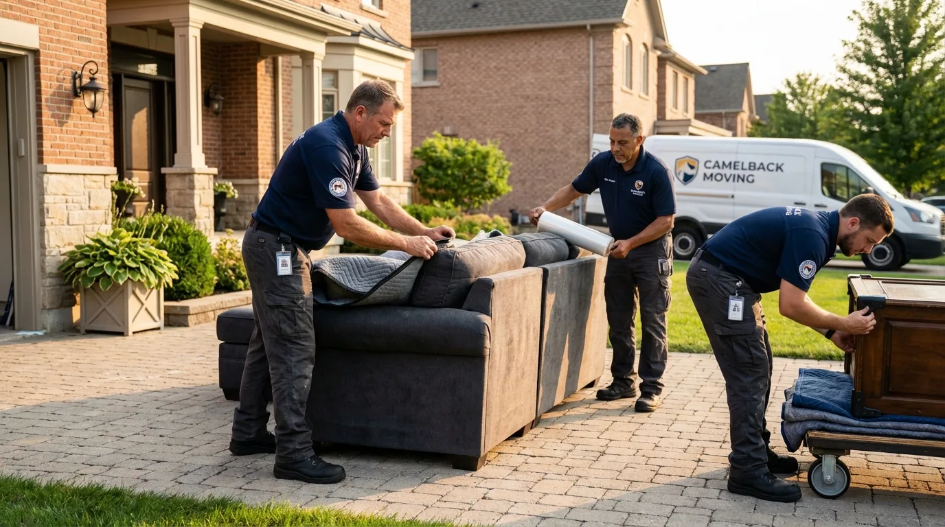Large estate moving crew wrapping furniture in Lodi, WI